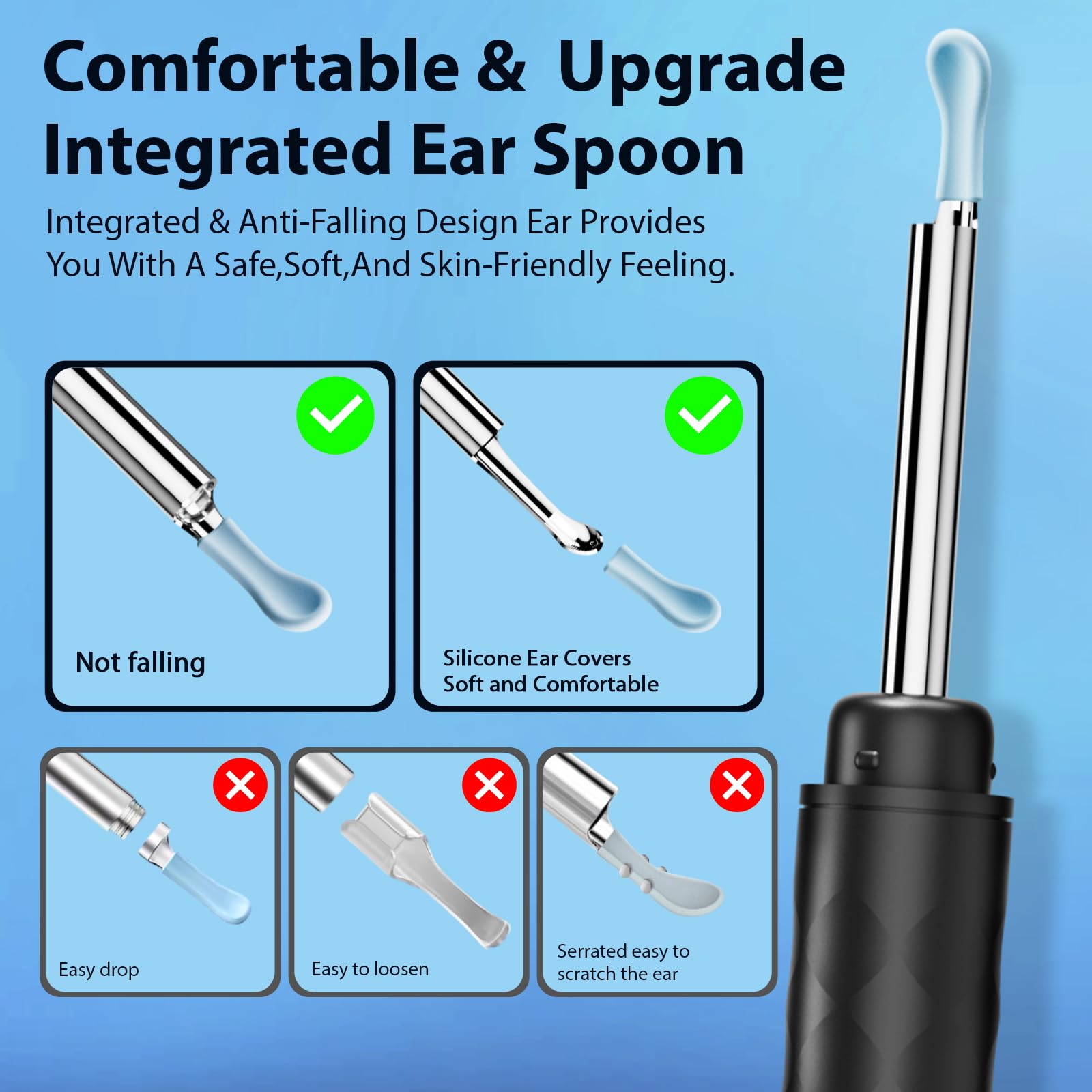 Ear Wax Removal, Ear Wax Removal Tool with 1296P HD Camera and 6 LED Lights, Ear Cleaner with 10 Ear Pick, Upgrade Ear Wax Removal Tool for iOS and Android, Black