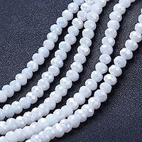 10 Strands Briolette Crystal Glass Beads 4x3mm Faceted Rondelle AB Color White Glass Tiny Loose 1300pcs for Bracelets Jewelry Making