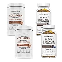 Organics Nature 2 Collagen with Irish Sea Moss Cappuccino & 2 Black Seed Oil Capsules 1000MG Bundle..