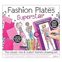 PlayMonster Fashion Plates Superstar - Mix-and-Match Drawing Set - Make 100s of Fabulous Fashion Designs - Ages 6+, Pink