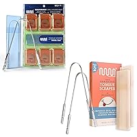 MasterMedi Complete Oral Care Kit: Tongue Scraper with Travel Case (Pack of 2) for Adults and Mint Dental Floss for Bad Breath Treatment (Pack of 6)