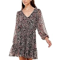 Womens Juniors Paisley Above Knee Fit & Flare Dress