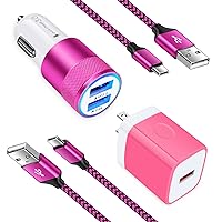 USB C Fast Charger for Motorola Edge/G Power/Stylus/Razr/One 5G Ace/G100, Moto G10 G9 G8 G7 Power Plus Play, G6 X4 Z4 Z3 Z2 Z Play Force Droid Phone, Wall Charger+ Car Adapter + 2 Type C Cable 3ft
