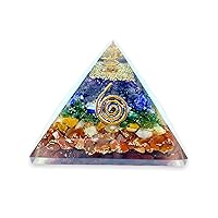 Spiritual Elementz Reiki Charged Chakra Healing 7 Chakra Orgone Pyramid (3 Inch) with Clear Crystal Gemstone Copper Metal (Seven Layers of Aura)
