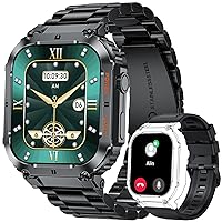 EIGIIS Military Smart Watches for Men 1.96” HD Big Screen Rugged Smart Watch (Answer/Dial Calls) Outdoor Tactical Sports Watch Fitness Tracker Smartwatch for iPhone Compatible with Android Phones