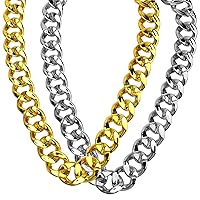 Hip Hop Chunky Gold Chain 2 Pack,32 Inch Plastic Gold Necklace 80s 90s Punk Turnover Necklace Men Costume Accessory for Party Costume Class Bar…