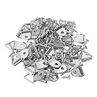 dophee 50Pcs Triangle D-Ring Picture Frame Hangers with Mounting Screws for Hanging Display Paintings Clock Artwork Picture Frame Hook Photos Home Decoration - Silver