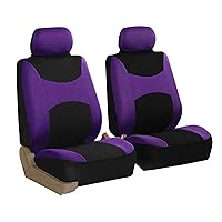 FH Group Front Set Cloth Car Seat Covers for Low Back Car Seats with Removable Headrest, Universal Fit, Airbag Compatible, Seat Cover for SUV, Sedan, Van, Purple