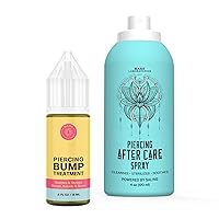 BASE LABORATORIES Piercing Aftercare - Piercing Bump Treatment Kit | Keloid Bump Removal Oil + Piercing Aftercare Spray for Ears, Nose, Body(4oz) | Piercing Cleaner Saline Solution Spray 15ml + 4oz