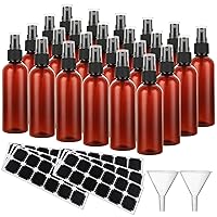 60 Pack 4oz Plastic Spray Bottles Small Empty Fine Mist Spray Bottles Amber Clear Bottles for Essential Oils, Bath, Beauty, Hair & Cleaning, Small Spray Bottles for Travel, With 10 Funnels