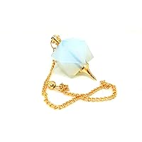 Jet Energized Opalite Hexagon Gold Plated Pendulum Free Booklet Crystal Therapy Cheerfulness Compassion Blood Pressure Vastu Motivation Image is JUST A Reference.