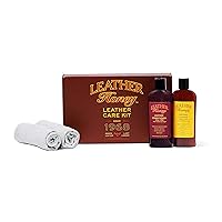 Leather Honey Complete Leather Care Kit: Cleaner, Conditioner, 2 Cloths. Non-Toxic Leather Care Made in The USA Since 1968. Restore Couches, Car Seats & Interior, Jackets, Shoes & Bags. for Any Color