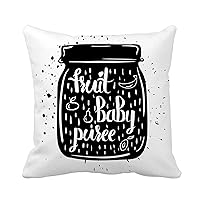 Throw Pillow Cover Children Natural Food Jar of Vegan Baby Puree Fresh 20x20 Inches Pillowcase Home Decorative Square Pillow Case Cushion Cover