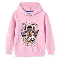 OYLIE Kids Five Nights at Freddy's Graphic Sweatshirt with Hood,Casual Cotton Hoodie Lightweight Pullover Tops