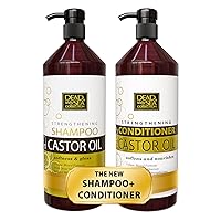 Dead Sea Collection Castor Oil Shampoo and Conditioner Set for Strengthening and Volume - with Natural Dead Sea Minerals - Nutrition and Healthier, Repair and Shine - Pack of 2 (67.6 fl. oz)