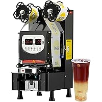 Commercial Fully Automatic Cup Sealing Machine, 350W Electric Cup Sealer for 90/95mm PP PE PC Cup Sealing, 500-600 Cups/H for Tea Milk Tea Juice Drink white-1pc
