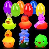 6 Pcs Prefilled Easter Eggs with Floating Light Up Bath Toys for Kids Girls Boys, Easter Basket Stuffers Fillers, Easter Gifts, Easter Eggs Party Favors, Birthday Classroom Prize Supplies