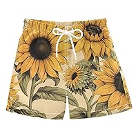ALAZA Watercolor Sunflower Floral Boys' Board Shorts