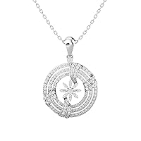 Certified 14K Gold Flower Style Pendant in Round Natural Diamond (1.73 ct) with White/Yellow/Rose Gold Chain Anniversary Necklace for Women