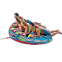 WOW Sports – Giant Thriller Towable Deck Tube for Boating – 1-4 Person 680 lbs Capacity – Inflatable Boat Tube for Water Sports – Youth & Adults