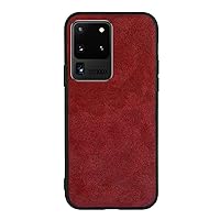 Soft Suede TPU Frame Phone Case for Samsung Galaxy S22 S21 S20 Ultra Plus FE S10 E Lite S9 S8, Lens Protection Luxury Back Cover(Red,S8)
