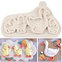 Duck Mother and Baby Silicone Molds Duck Fondant Mold For Farm Theme Cake Decoration Cupcake Topper Chocolate Candy Polymer Clay Gum Paste