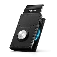 YESIIW Unisex Smart Wallet, Premium Space Aluminum and Quality Leather, RFID Protected, Lightweight, Bifold and Airtag Holder, 62 Black