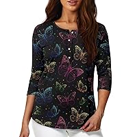 Women's 3/4 Sleeve Top Exquisite Tunic T-Shirt with Premium Fabric Casual Tee Basic Tops for Teen Girls