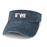 Home Love Florida State Heart Leaky Top Denim Hat Print Sun Visor Hat Baseball Cap Golf Hat for Adult