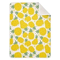 Cute Big Pineapple and Flower Baby Swaddle Blanket for Boys and Girls, Muslin Baby Receiving Swaddle Blanket, Soft Cotton Nursery Swaddling Blankets for Newborn Toddler Infant