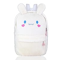 Fuzzy Backpack Plush Cartoon Cute Cinnamoroll Dog Backpack for Women Fuzzy Lightweight Fluffy Bag Daily Backpack White