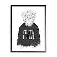 Stupell Industries Monochrome I'm Your Father Monkey Wearing Shirt Text, Design by Balazs Solti