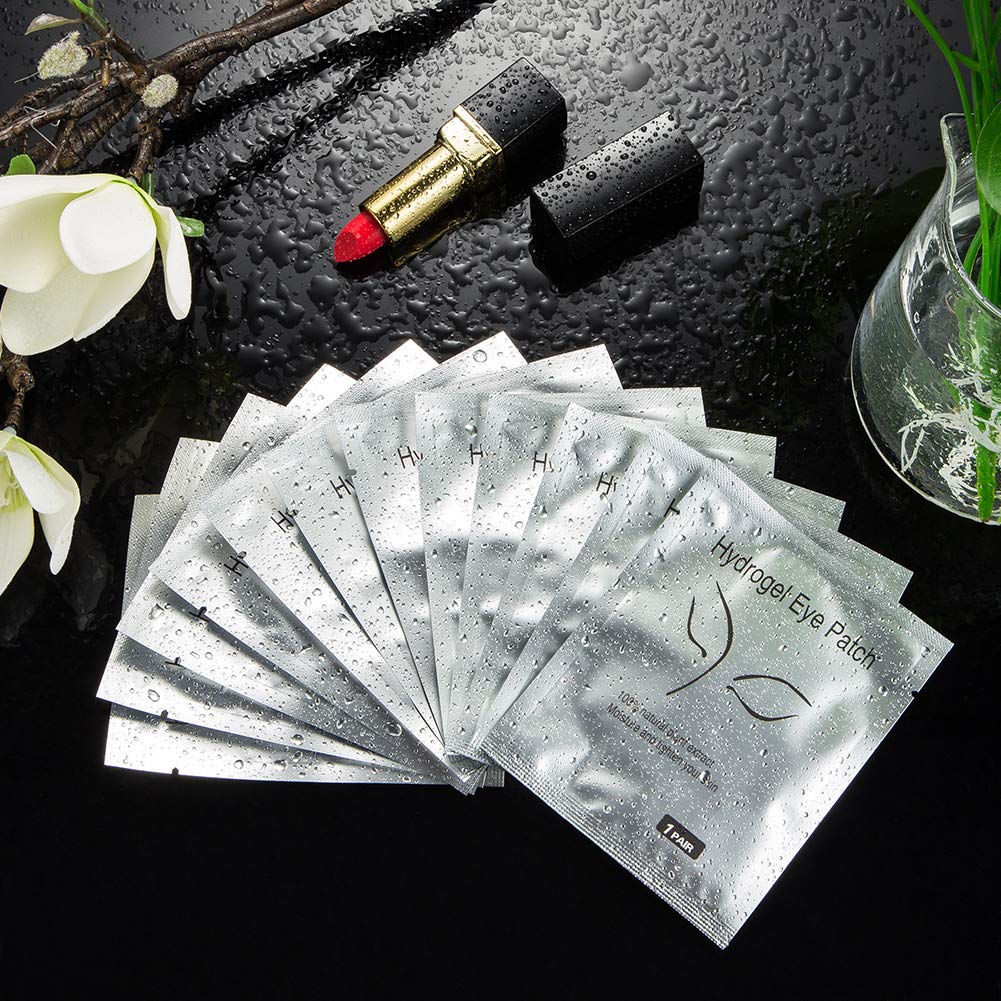 100Pairs Under Eye Eyelash Extension Gel Patches Kit, Lint Free Eye Mask Pads Lash Extension Beauty Tool with Transparent Cosmetic Bag