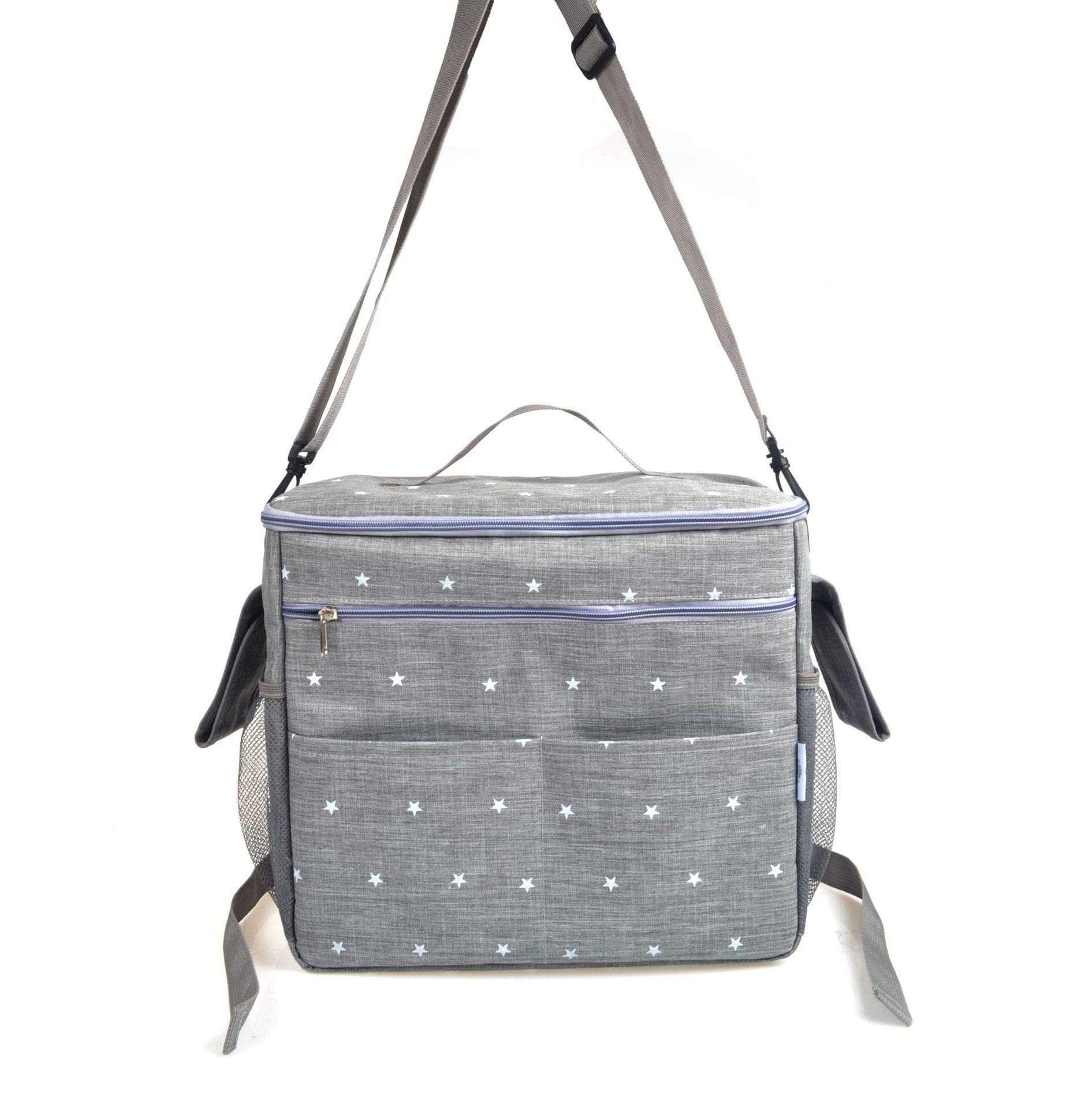 Multifunctional Backpack Mummy Bag Portable Stroller Storage Bag Non-slip Belt Stroller Stroller with Cup Holder, Stroller Phone Bag, Pet Stroller Accessories (Light Gray)
