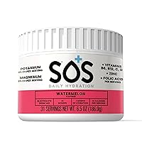 SOS Hydration Electrolyte Powder Drink Mix Supplement | Daily Hydration & Energy | Added Essential Vitamins | Low Sugar | 31 Servings (Watermelon)