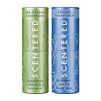 DE-Stress & Focus Aromatherapy Essential Oils Balm Gift Set - for Relaxation & Alertness - All-Natural Blends of Rosemary, Cedarwood, Sage, Peppermint