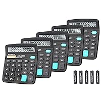 Calculators, BESTWYA 12-Digit Dual Power Handheld Desktop Calculator with Large LCD Display Big Sensitive Button (Black, Pack of 5)