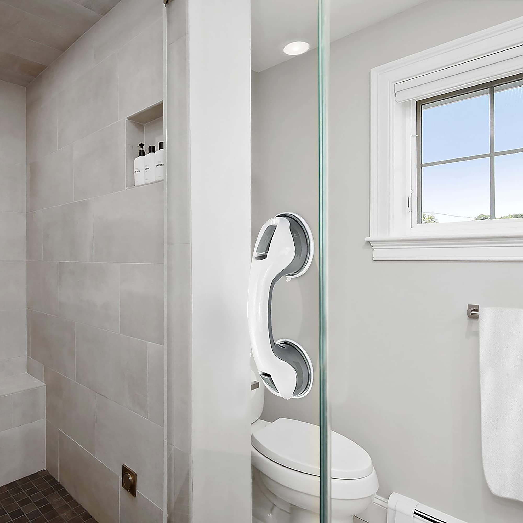 Shower Handle(2Pack)12-inch Grab Bars for Bathtubs and Showers, Shower Handles for Elderly Suction Grab Bars Bathroom Non-Slip Handrail Safety Grip for Seniors Handicap Elderly Assistance Product