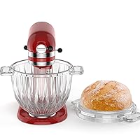 InnoMoon Glass Bread Bowl with Baking Lid for Kitchenaid Stand Mixer, Glass Mixer Bowl Competible with KitchenAid 4.5-5Qt Tilt-Head Stand Mixer, Oven, Microwave, Refrigerater, Dishwasher Safe