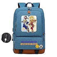 Teens Sundrop&Moondrop Bookbag Casual Laptop Bag-Unisex Lightweight Knapsack with USB Charging Port