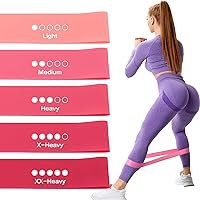 Resistance Loop Exercise Bands 5 PCS,Super Elastic Hip Resistance Bands for Effective Workouts, Stretch, Heavy, Thick, Yoga, Women