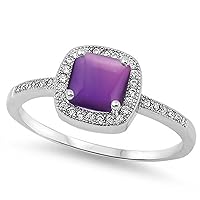 CHOOSE YOUR COLOR Sterling Silver Square Halo Ring