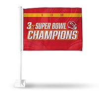 Rico Industries NFL Kansas City Chiefs 3 Time Super Bowl Champions Double Sided Car Flag Double Sided Car Flag - 16