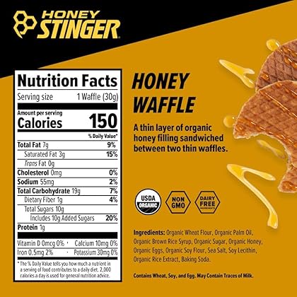 Honey Stinger Organic Waffle Variety Pack - Honey, Vanilla, Salted Caramel, Cinnamon & Cookies & Cream (10 Pack) By Veher