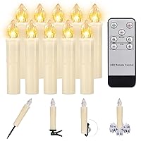 10 PCS LED Window Flameless Taper Candle, Battery Operated Christmas Tree Candle Lights with Remote Timer, Flickering Tree Candles Ideal for Christmas Garden Wedding Birthday Party Decoration.…