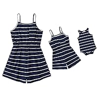 IFFEI Mommy and Me Matching Outfit Solid Splice Print Spaghetti Strap Top Shorts Set