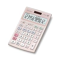 Casio JS-20WKA-PK-N JS-20WKA-PK-N Professional Calculator, 12-Digit Calculator, Just Type, Pink, Green Purchasing Law, Eco Mark Certified