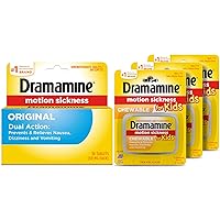 Dramamine Original Formula Motion Sickness Relief | 36 Count Motion Sickness Relief for Kids, Chewable Grape, 8 Count, Pack of 3