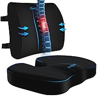 Seat Cushion, Lumbar Support Pillow with Adjustable Strap-Chair Cushions for Sciatica Pain Relief-with Washable Cover Memory Foam for Car, Travel and Wheelchair-Black