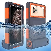 Professional [15m/50ft] Diving Surfing Swimming Snorkeling Photo Video Waterproof Protective Case Underwater Housing for Galaxy and iPhone Series Smartphones with Lanyard (Orange)
